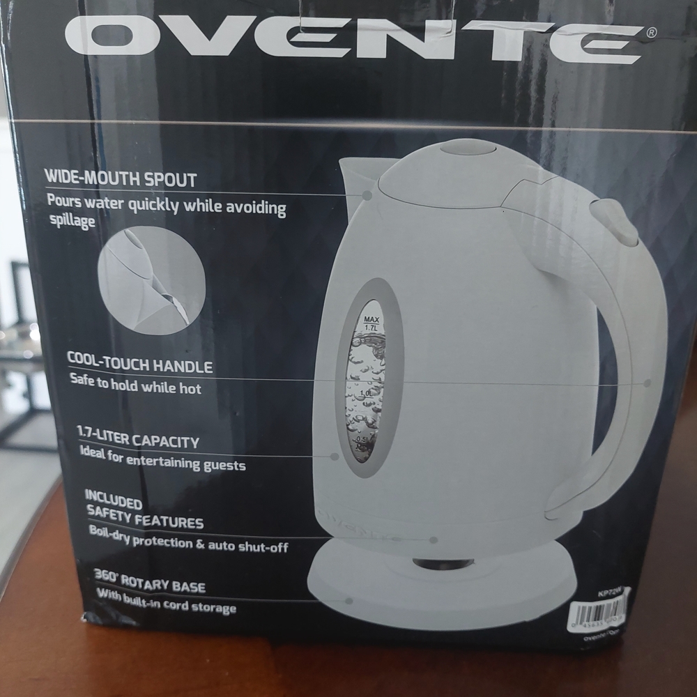 New In Box . Ovente White Electric Kettle 1.7L - Picture 2 of 4